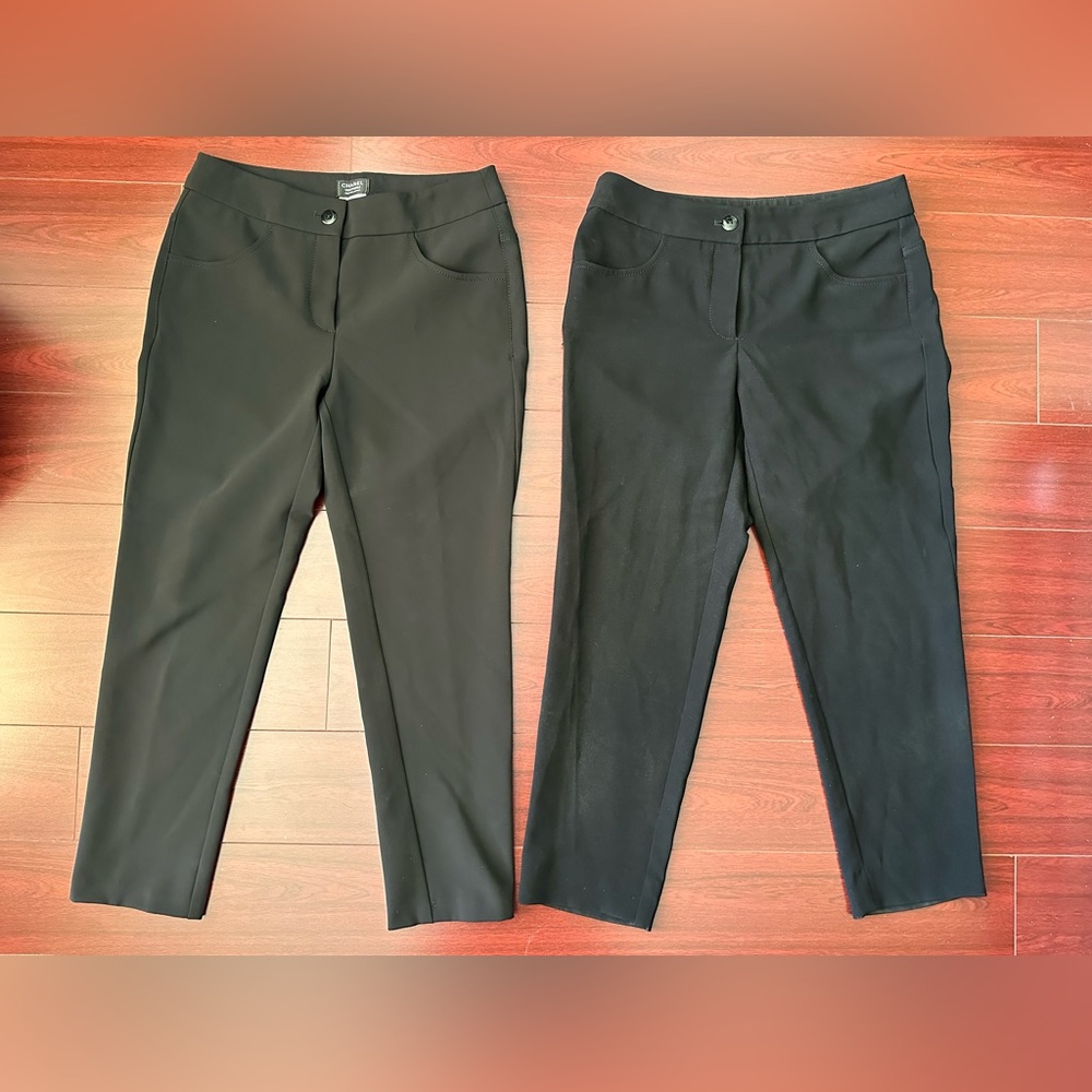 Lot of 2 Authentic CHANEL Uniform 34 Solid Black Dress Pants Career Trousers
